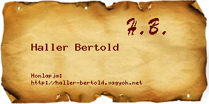 Haller Bertold névjegykártya